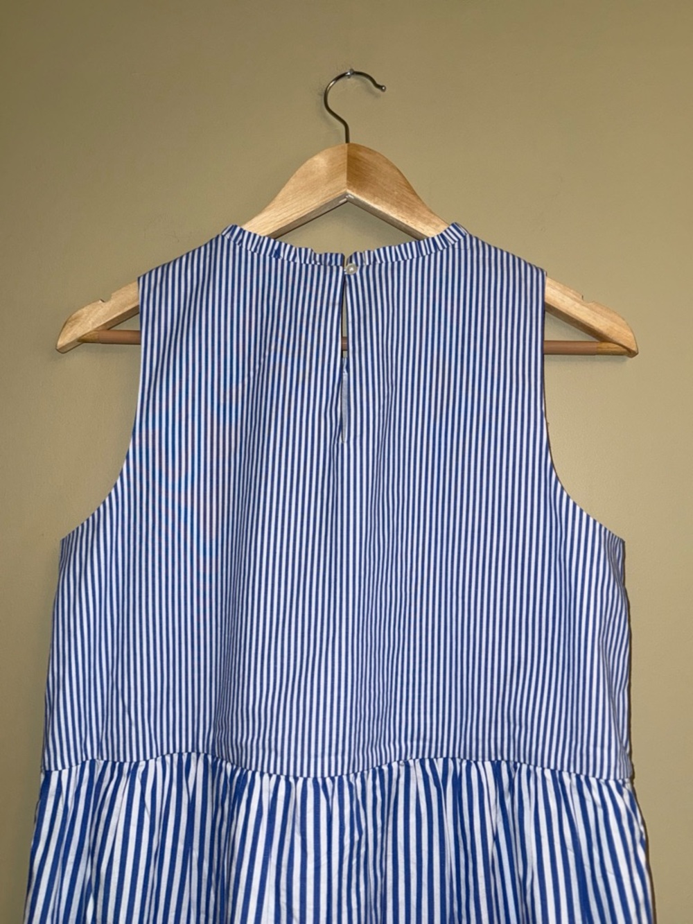 JCrew Sleeveless Blue White Strip Midi Dress Sz 6 Pockets Coastal Resort Comfy - Picture 6 of 11